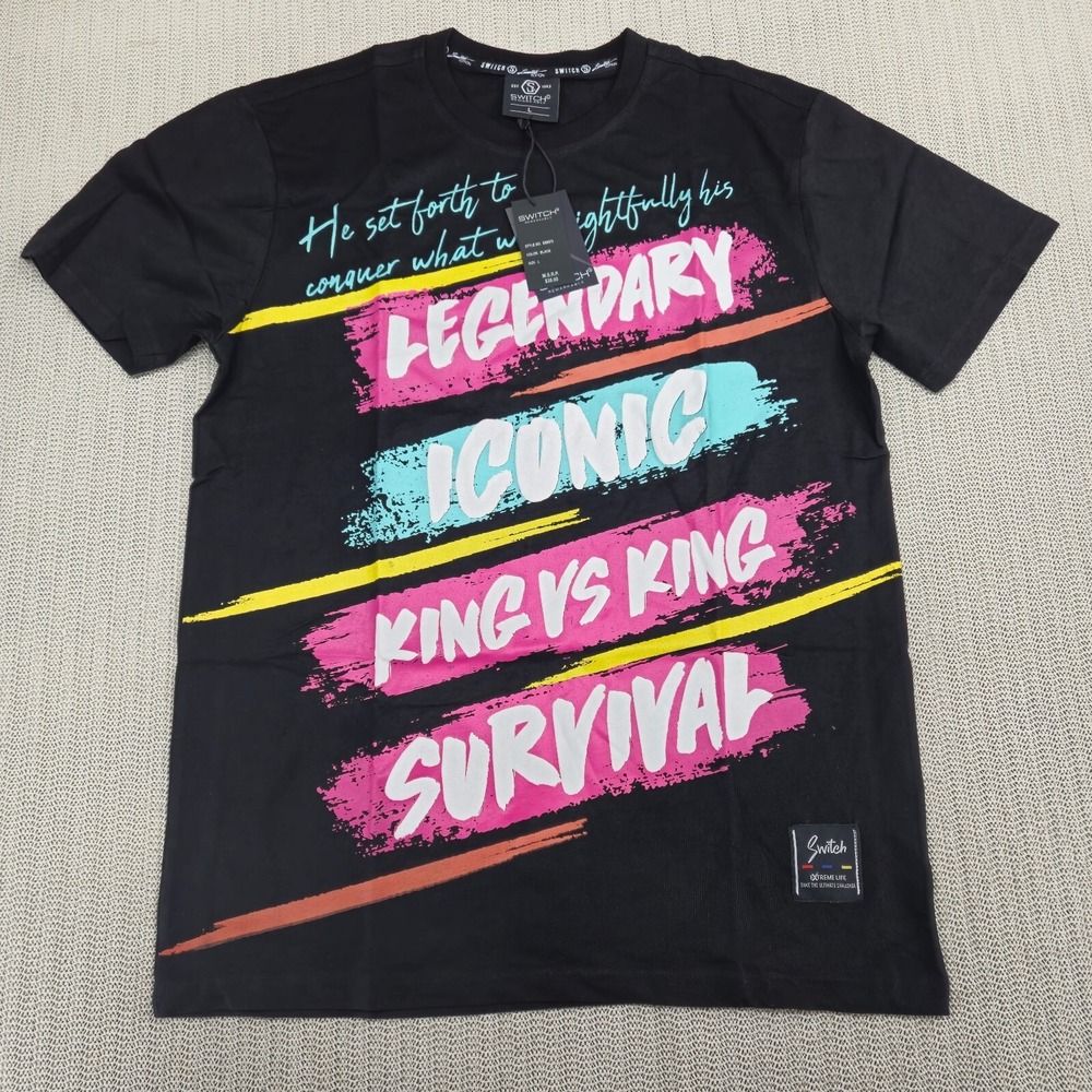 Switch Remarkable Shirt Men Large Black Legendary Iconic King Hip Hop Streetwear